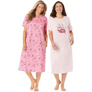 Dreams & Co. Plus Size 2-Pack Long Sleepshirts - 1 of 4
