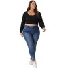 Agnes Orinda Women's Plus Size Ribbed Knit Soft Warm Outfits Long Sleeve Crop Blouses - 3 of 4