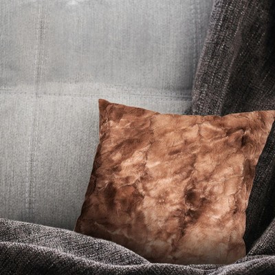 Set of 2 Brown Faux Fur 18" Throw Pillows