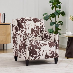 29.25" Velvet Modern Side Chair Accent Chair with Tufted Backrest, Solid Wood Legs and Nailhead Trim - 1 of 4