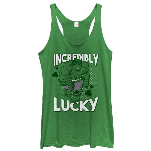 Women's Marvel St. Patrick's Day Hulk Incredibly Lucky Racerback Tank Top - image 1 of 3