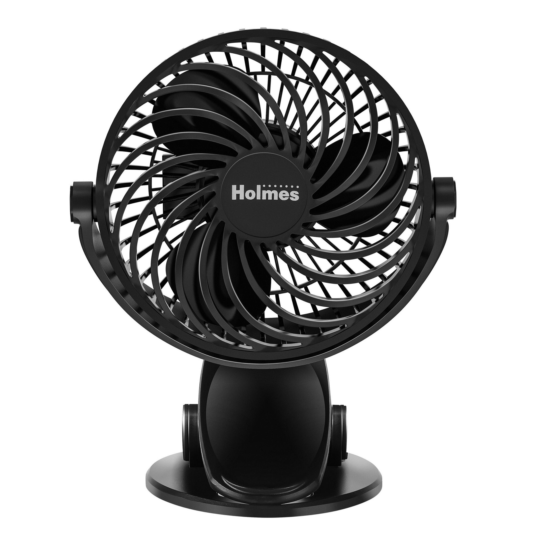 Holmes 4" On-The-Go Portable Clip Rechargeable Battery 360° Rotation Fan Black
