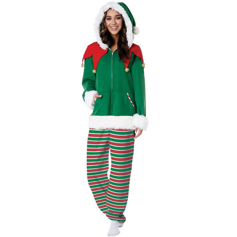 California Costumes Elf Fleece Jumpsuit Adult Costume, 1 of 4
