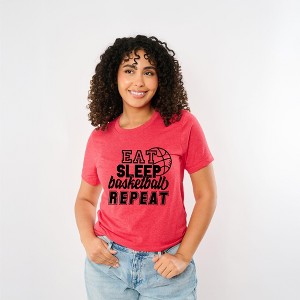 Simply Sage Market Women's Eat Sleep Basketball Repeat With Ball Short Sleeve Graphic Tee - 1 of 4
