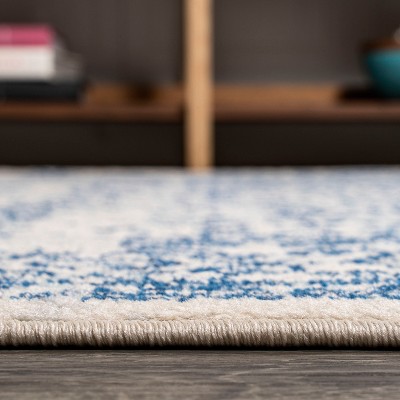 Cream/Blue Mediterranean Filigree 5' x 8' Synthetic Area Rug