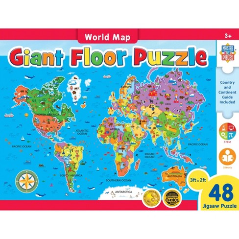 MasterPieces Explorer - World Map 48 Piece Floor Jigsaw Puzzle for Kids. - image 1 of 4