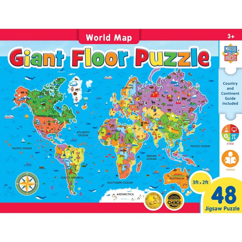 MasterPieces Explorer - World Map 48 Piece Floor Jigsaw Puzzle for Kids, 1 of 6