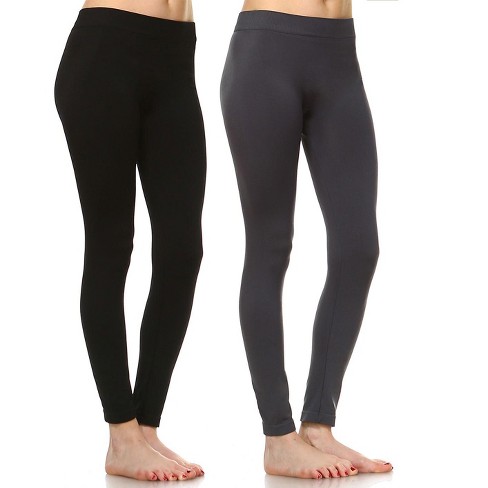 Women's Pack Of 2 Solid Leggings Black , Charcoal One Size Fits Most - White  Mark : Target