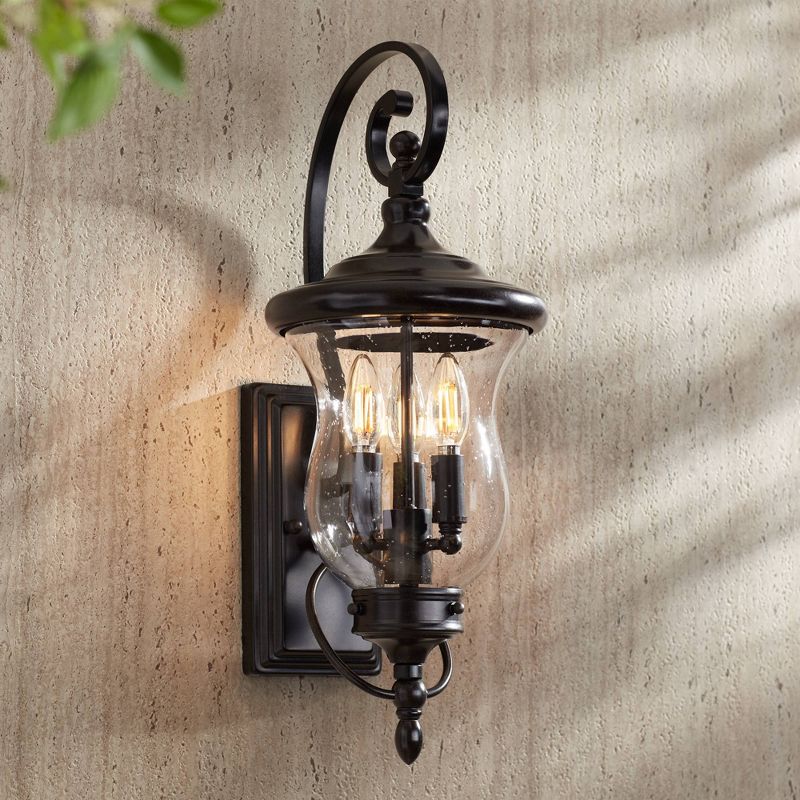 Franklin Iron Works Carriage Vintage Outdoor Wall Light Fixture Bronze LED 22" Clear Seedy Glass for Post Exterior Barn Deck House Porch Yard Patio, 2 of 10