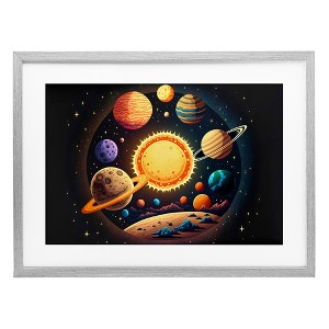 Stupell Industries Round Cosmic Solar System Framed Print Under Glass Art - 1 of 4