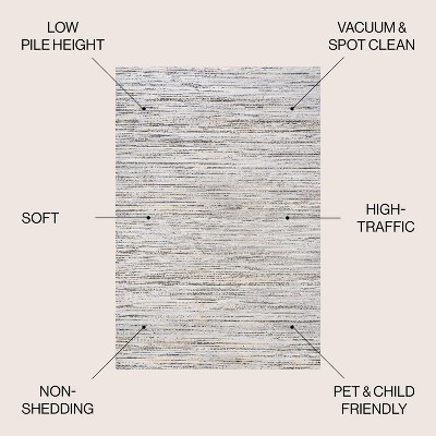 Reversible Gray Stripe Synthetic 8' x 10' Easy-Care Area Rug