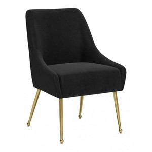 Dining Chair 32.7"H Black & Gold – Velvet Upholstered Seat with Gold Metal Legs by Zuo Modern - 1 of 4