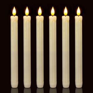 FAAYFIAN 6 Pack Flameless Taper Candles, No Remote, Realistic Flickering Battery Operated Candlesticks Window Candles - 1 of 4