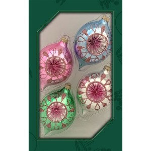 Glass Christmas Tree Ornaments - 67mm/2.63" [4 Pieces] Decorated Balls from Christmas by Krebs Seamless Hanging Holiday Decor - 1 of 4