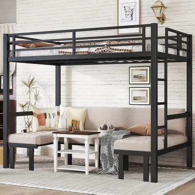 Lycvki Pull-out Metal Bunk Bed with Safety Rails