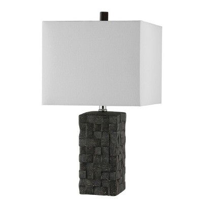 Jayden Dark Grey Ceramic Table Lamp Set with White Shades
