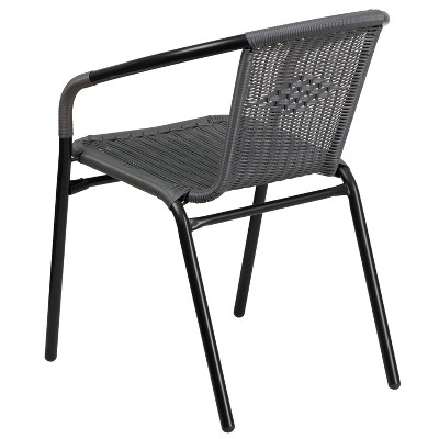 Elegant Gray Rattan Stackable Indoor-Outdoor Dining Chair Set