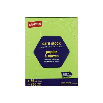 Staples Cardstock Paper 65 lbs 8.5" x 11" Bright Green 250/Pk 862157