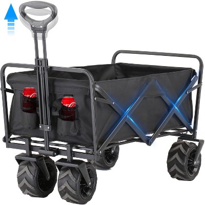 Musment Collapsible Folding Wagon Cart, Heavy Duty Foldable Wagon Cart, 350 LBS Large Capacity Garden Wagon Cart with All-Terrain Wheels