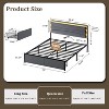 WOWLIVE Upholstered Bed Frame with Adjustable Headboard and 2 Storage Drawers, Velvet Platform Bed Frame with Charging Station and LED, Beige & Grey - 3 of 4