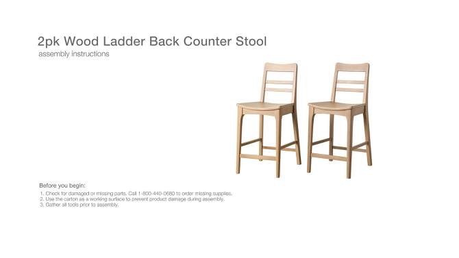2pk Wood Ladder Back Counter Stool - Hearth & Hand™ with Magnolia, 6 of 13, play video
