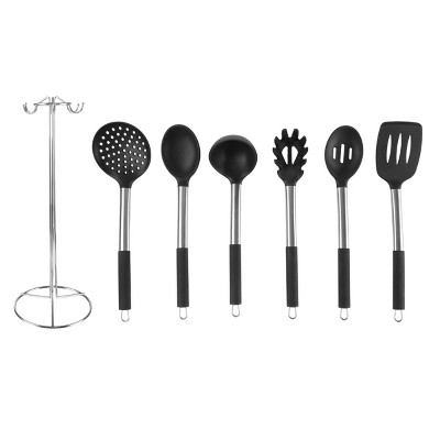 Hastings Home Classic Cuisine 7-Piece Cooking Utensil Set – Stainless Steel & Silicone Kitchen Tools with Holder, Heat Resistant & Nonstick Safe — фото 4