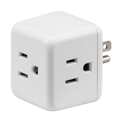 Philips 3-Outlet Grounded Cube Tap White