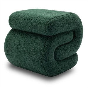 COWLOWN S-Shape Teddy Fabric Ottoman Makeup Stool Footstool, 250LBS Capacity, No-Assembly, Anti-Slip for Living Room/Bedroom/Sofa Side - 1 of 4