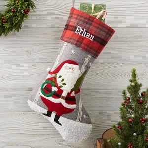 FIONECA Wintry Cheer Santa Personalized Christmas Stocking - 1 of 1