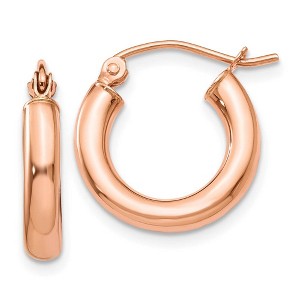 Black Bow Jewelry 3mm x 16mm 14k Rose Gold Round Tube Hoop Earrings - 1 of 4
