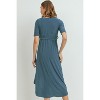 Hello Miz Women's Hi-Low Short Sleeve V Neck Maternity Wrap Dress with Belt - 3 of 4