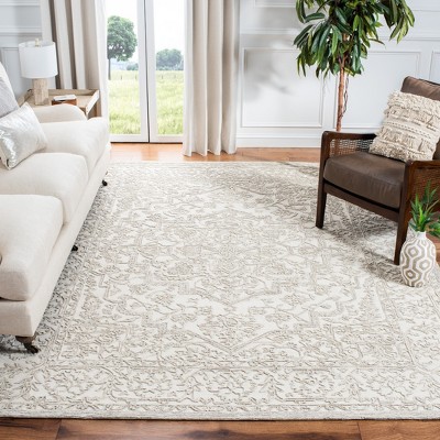 Ivory and Natural Hand-Tufted Wool 5' x 8' Area Rug