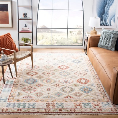 Samarkand Ivory Green 9' x 12' Hand-Knotted Wool Area Rug