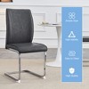 FURNIinspire Dining Chairs Luxury Chair, Set of 4 Crazy Horse Texture PU Dining Chairs with Metal Leg And Cushion, Dark Gray, 17"*22"*39" - 4 of 4