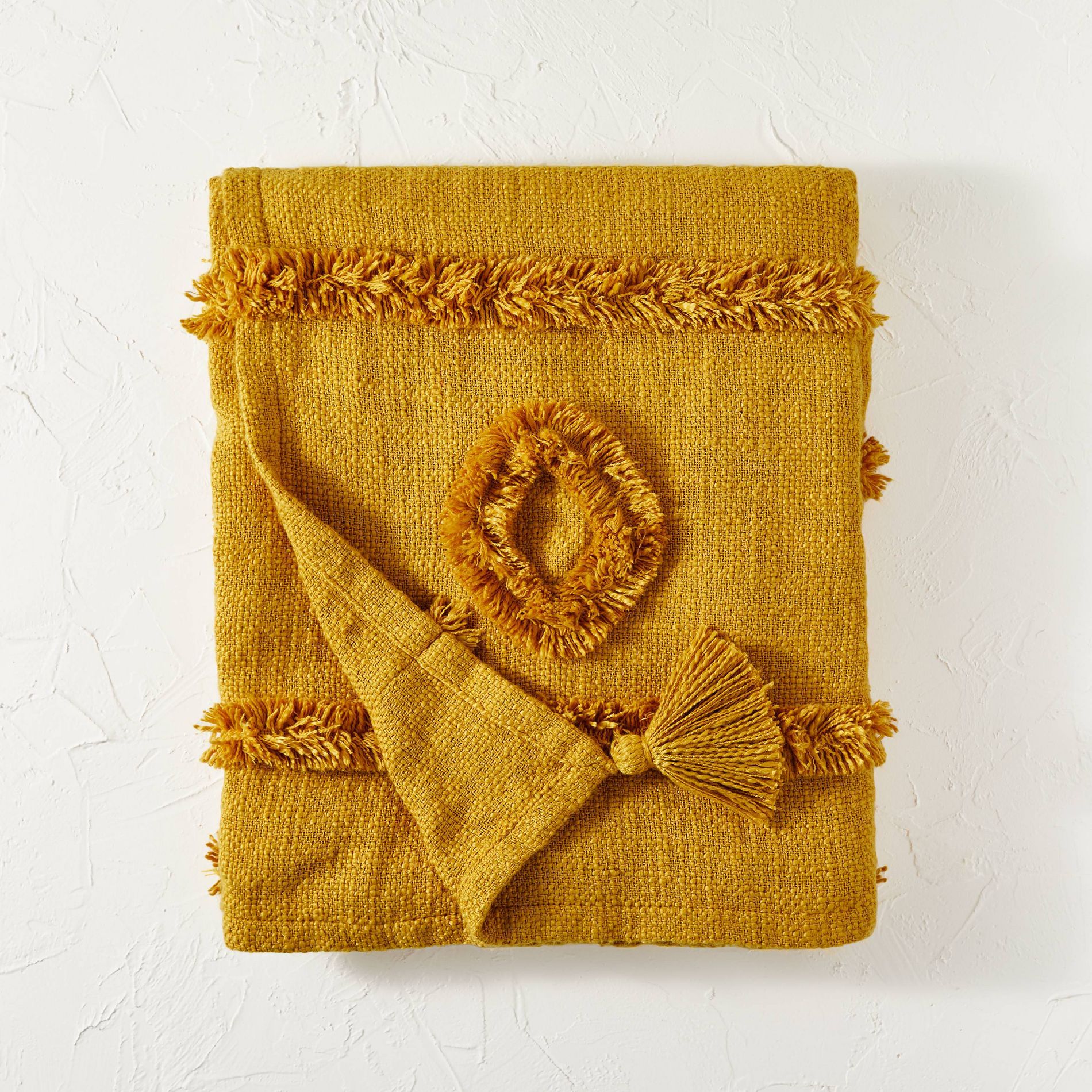 Diamond Pattern Woven Shag Throw Blanket Gold - Opalhouse™ designed with Jungalow™