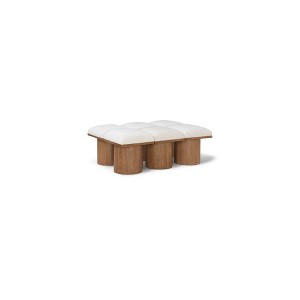 Meridian Furniture,Pavilion Cream Boucle Fabric Bench - 1 of 4