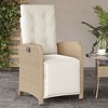 vidaXL Reclining Patio Chairs 2 pcs with Footrest Beige Poly Rattan - 3 of 4