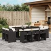 vidaXL Patio Dining Set with Cushions 11 Piece - Black/Cream - PE Rattan & Tempered Glass - Outdoor/Garden Furniture - 2 of 4