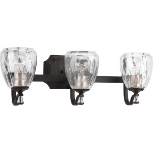 Progress Lighting Anjoux 3-Light Bath Vanity Fixture, Antique Bronze, Clear Water Glass Shades - 1 of 4