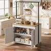 42" Heavy-Duty Kitchen Island w/ 30mm Countertop - Multi-Functional Storage Cart w/ 3-Tier Shelves, 5 Hooks & 400lb Capacity - 4 of 4