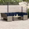 vidaXL Gray Patio Sofa - Poly Rattan Outdoor Furniture, L-Shaped Garden Seating with Cushions, Gray/Navy Blue, Modular Design - 2 of 4