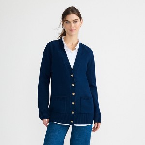 Lands' End Women's Drifter Varsity Vneck Relaxed Cardigan Sweater - 1 of 4