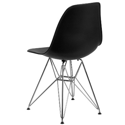 Modern Black Plastic Accent Chair with Chrome Geometric Base
