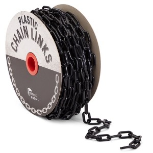 Stockroom Plus 100 Foot Safety Plastic Chain Links for Access Restriction, Indoor or Outdoor Supplies, Black (1.5-Inch Links) - 1 of 4