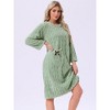 INSPIRE CHIC Women's Flannel Sleep One-Piece Dress Fuzzy Round Neck Soft Nightgowns with Pocket - 2 of 4