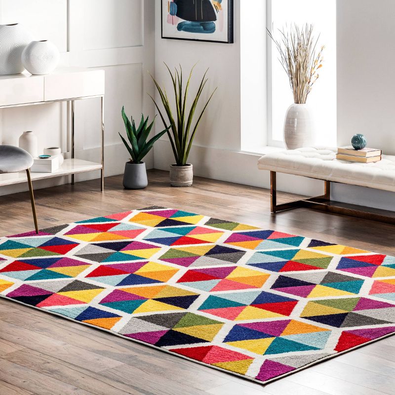 Maris Triangles Area Rug Off White - nuLOOM, 3 of 11