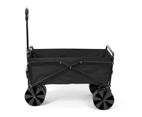 Seina Manual 150 Pound Capacity Folding Utility Beach Wagon Outdoor Cart, Black