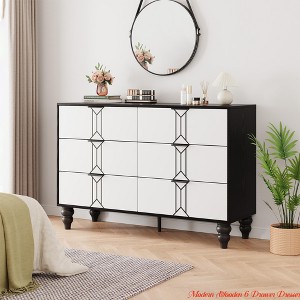 Vintage Style 6-Drawer Dresser, Modern Black and White Chest with Deep Storage for Bedroom, Living Room and Entryway - 1 of 4