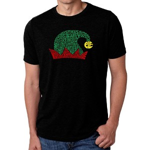 LA Pop Art Christmas Elf Hat - Men's Premium Blend Word Art T-Shirt - 1 of 4