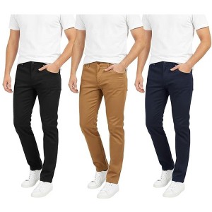 Mens 3 Pack Chinos Slim Fit Stretch Pants - 1 of 4